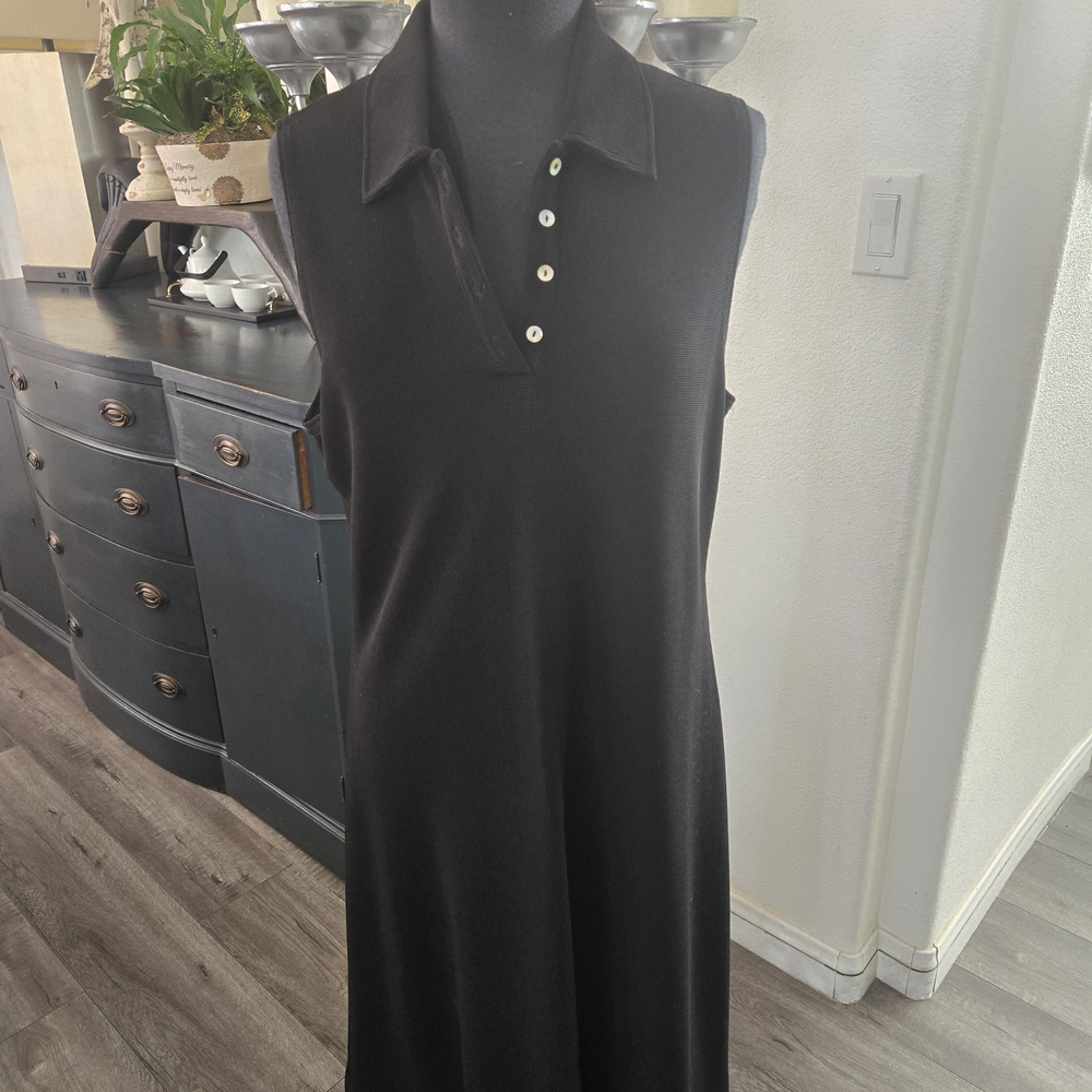 Ronni Nicole Black Sleeveless Polo Midi Dress